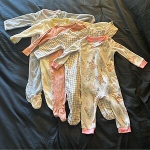 Adorable Kids One Piece Pajamas Set - Pink, Orange, Gray